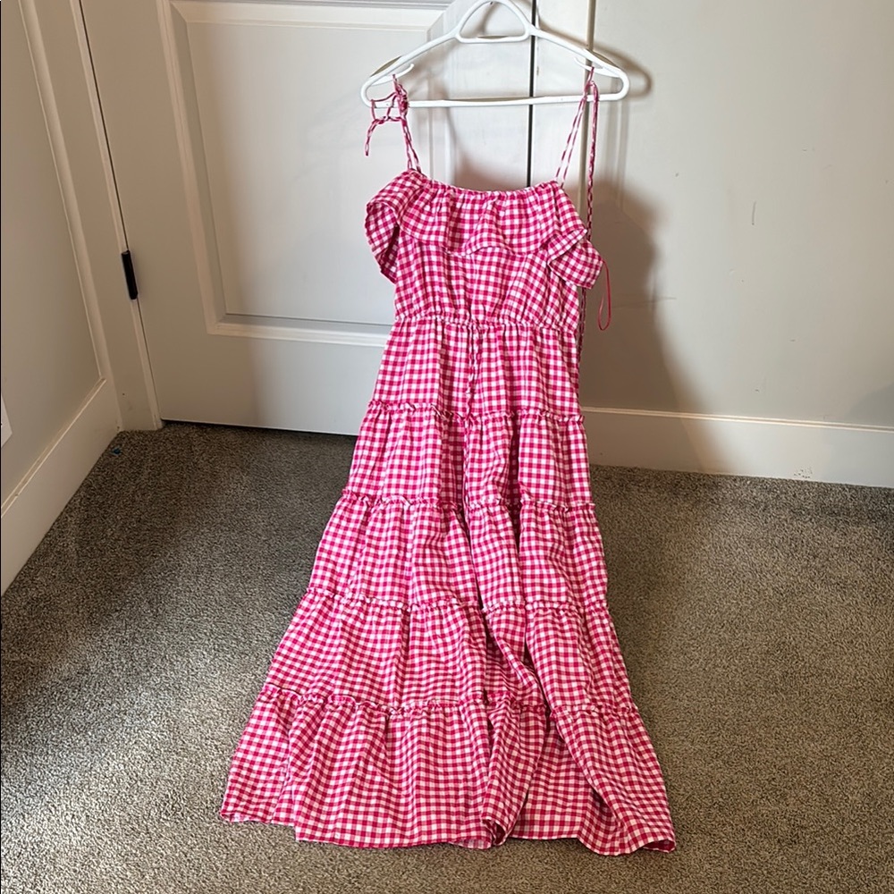Pink Gingham Maxi Dress